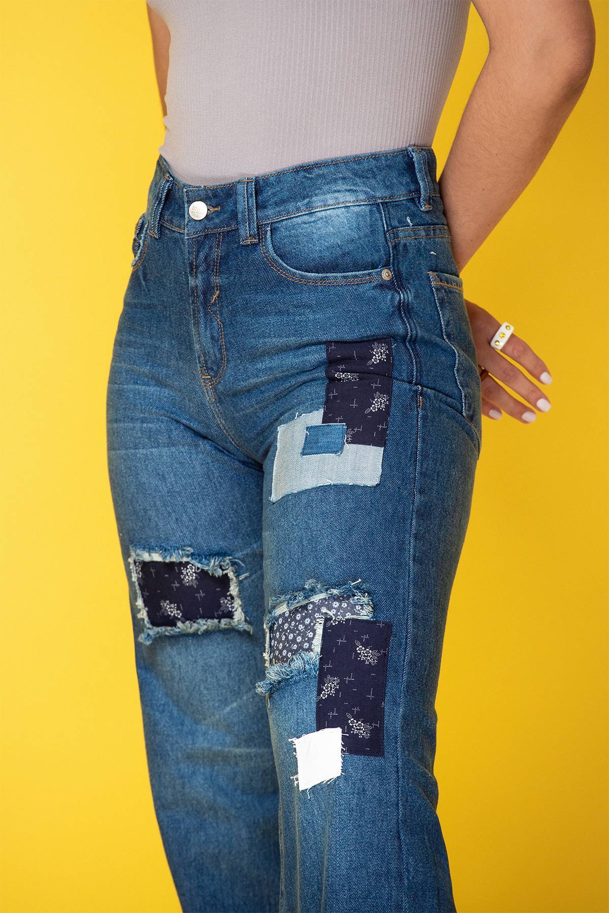 Jeans Wide Leg Patchwork No More Jeans De Prati Tienda Online