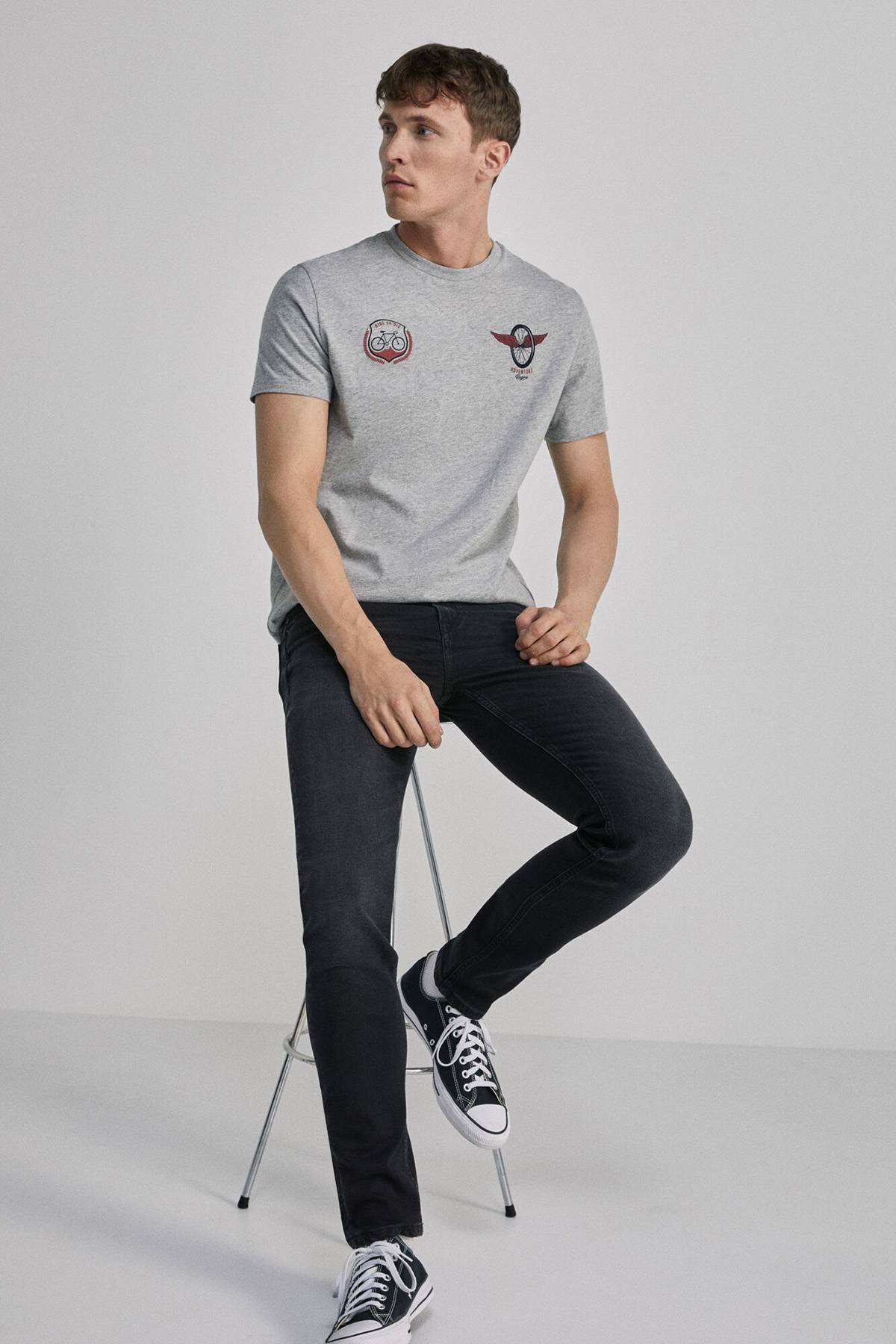 Springfield Herren T-Shirt Mit Ski-Grafik – Kurzärmlig, Lässiges Design, Hohe Qualität