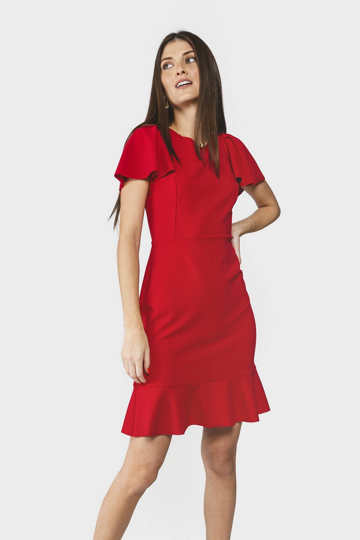 Vestido rojo con vuelo hot sale