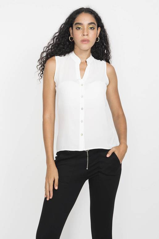 Camisa Dama Blusa Cuello Neru Camisa Blanca Cuello Neru Camisa