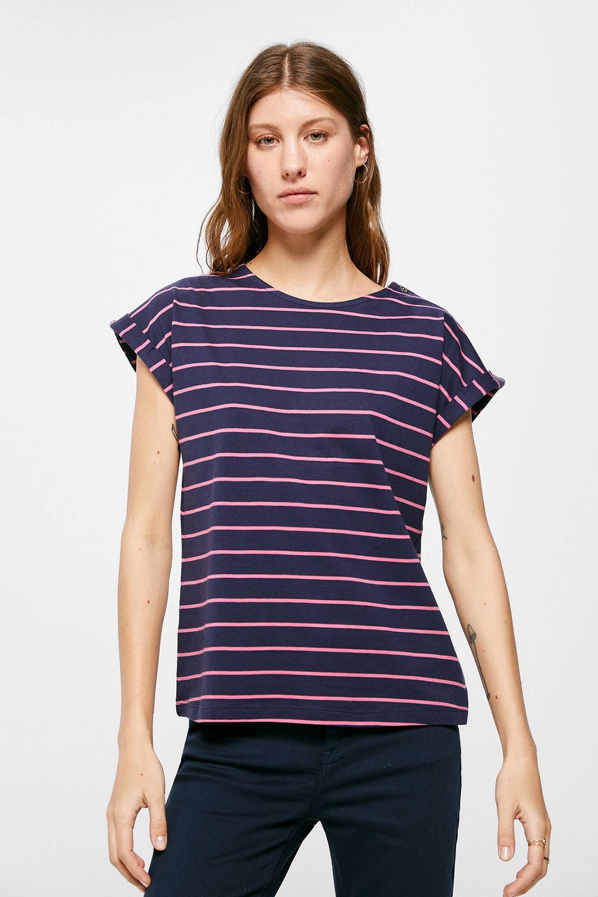 Maglietta basica a maniche lunghe in cotone a righe - Moda da donna | Italia