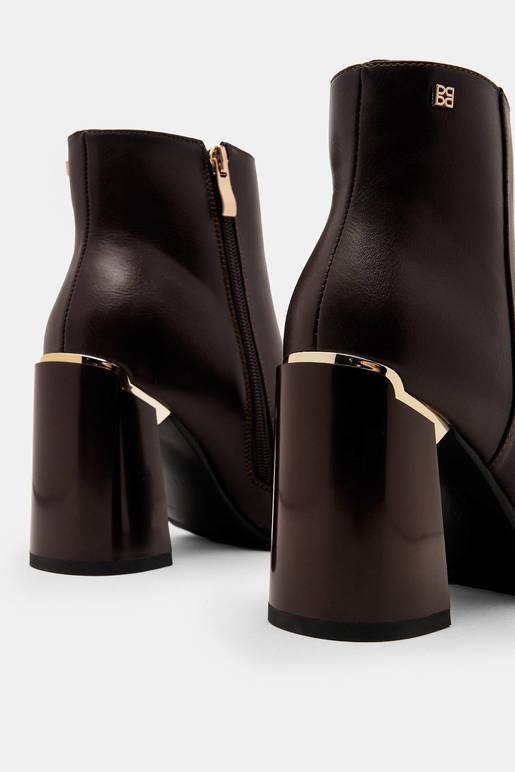 Tacon Cuadrado Botines De Mujer Cafe Tacon Cuadrado Botines Flexi