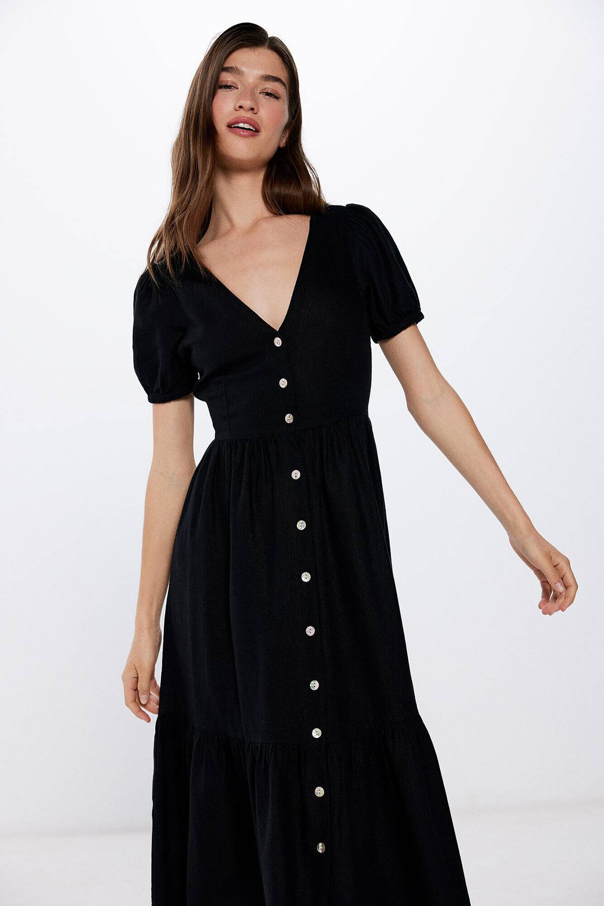 Abito Midi Springfield A Maniche Lunghe Con Pizzo Contrasto E Stampa Floreale - 3