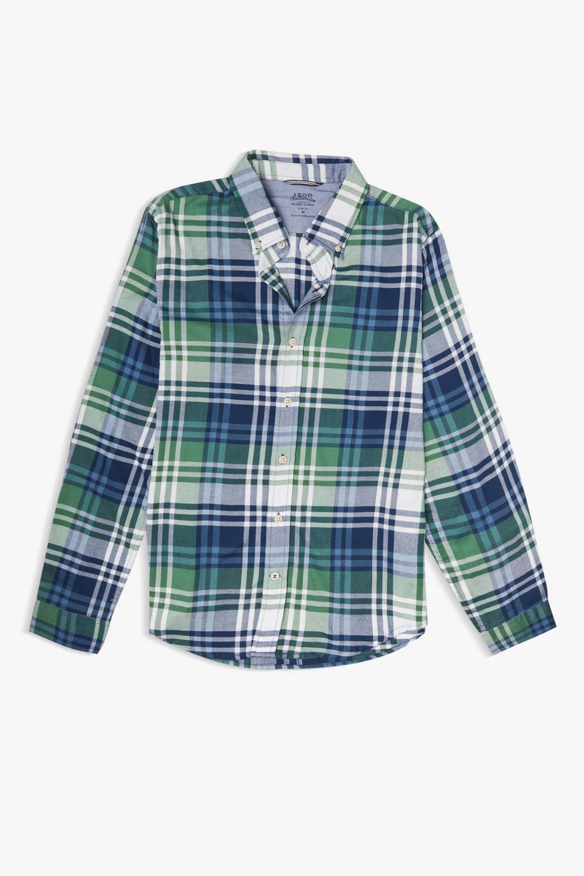 Chemise IZOD Pour Homme à Carreaux – Taille L – Manches Longues
