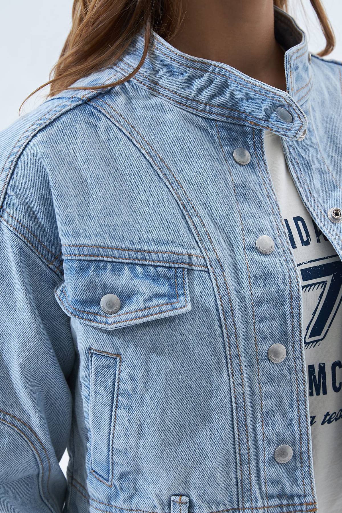 Jeans Abrigo Americanino Mujer Chaqueta Denim Semi Crop