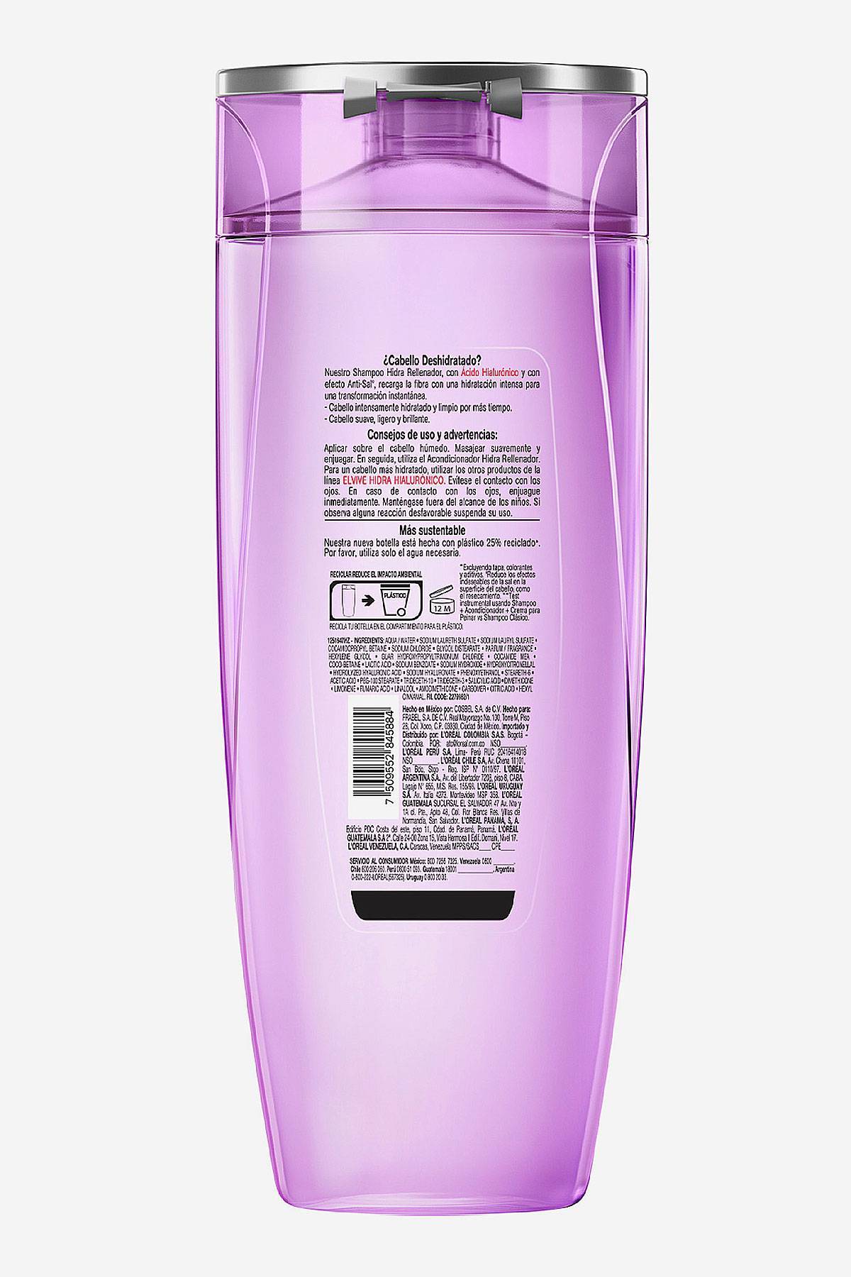 Shampoo Elvive Hidra Hialurónico L'Oréal Paris 370 ml De Prati Tienda