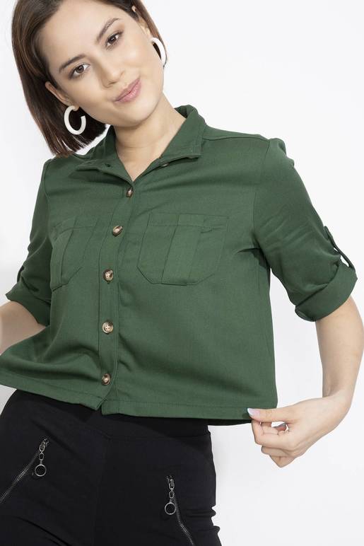 Blusas con cuello camisero clearance