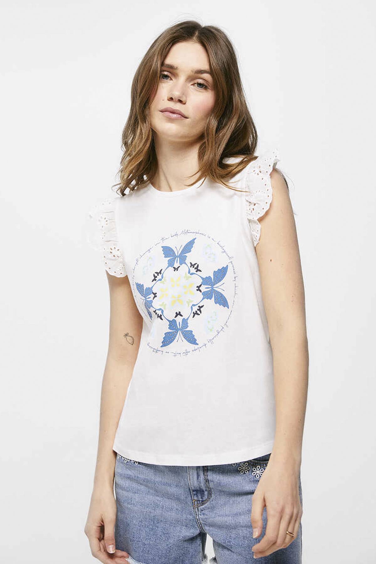 Camiseta Mujer Camiseta SPRINGFIELD Mujer Estampado Con Lazos En
