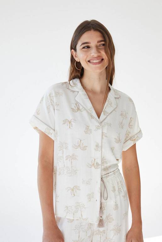 Pijama Capri Women'secret Weekend Scape - Viscosa, Estampado Ikat, Cómodo Y Con Estilo