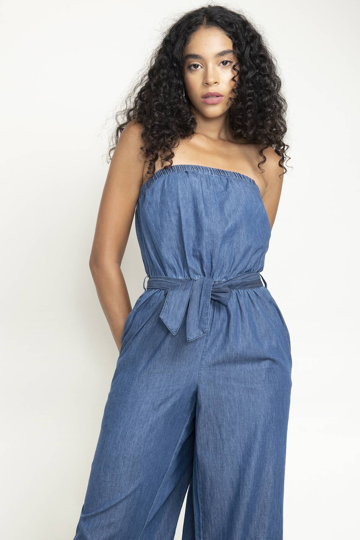 Enterizo denim strapless H O