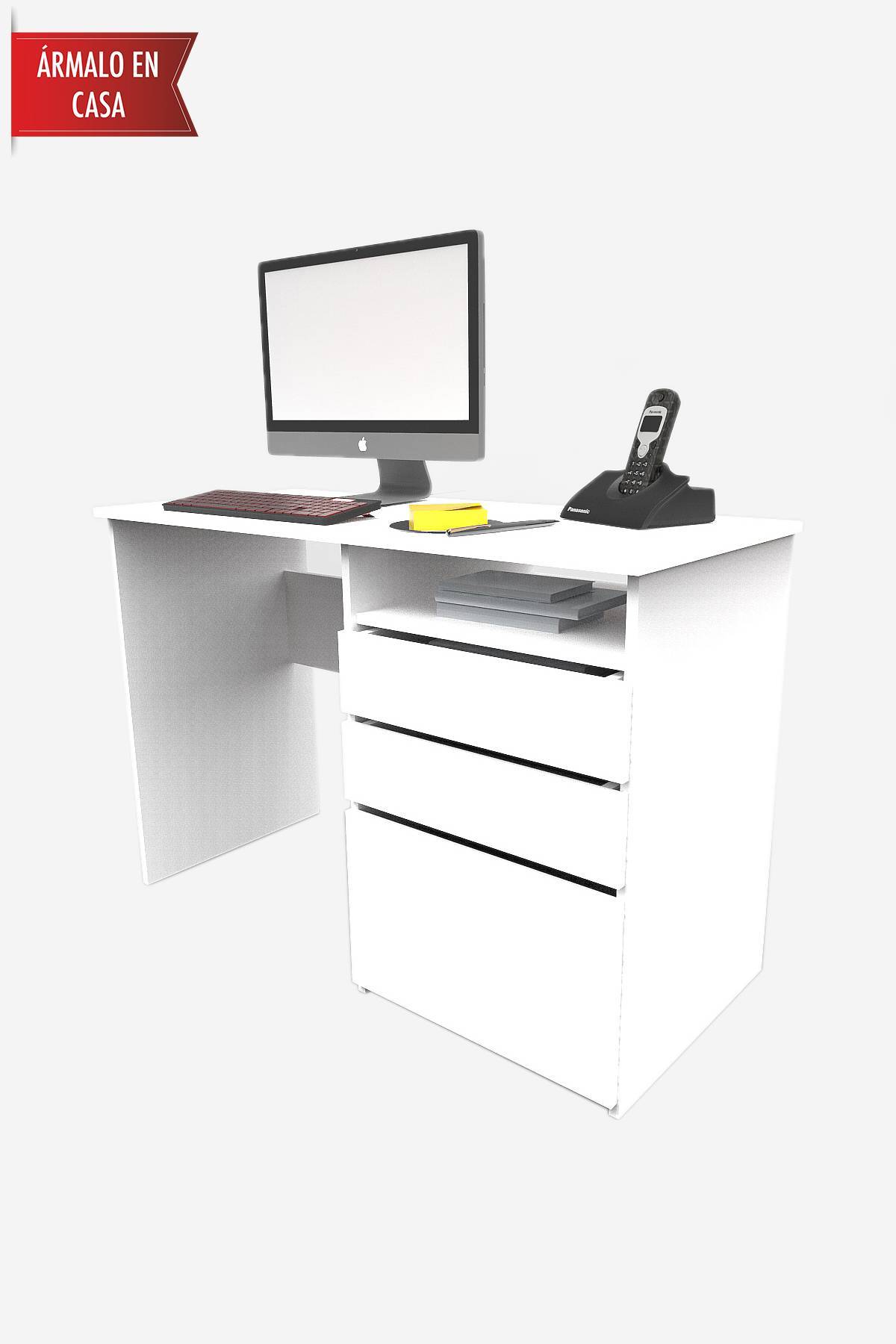 Escritorio de 3 cajones Mueble Fácil Blanco De Prati Tienda Online