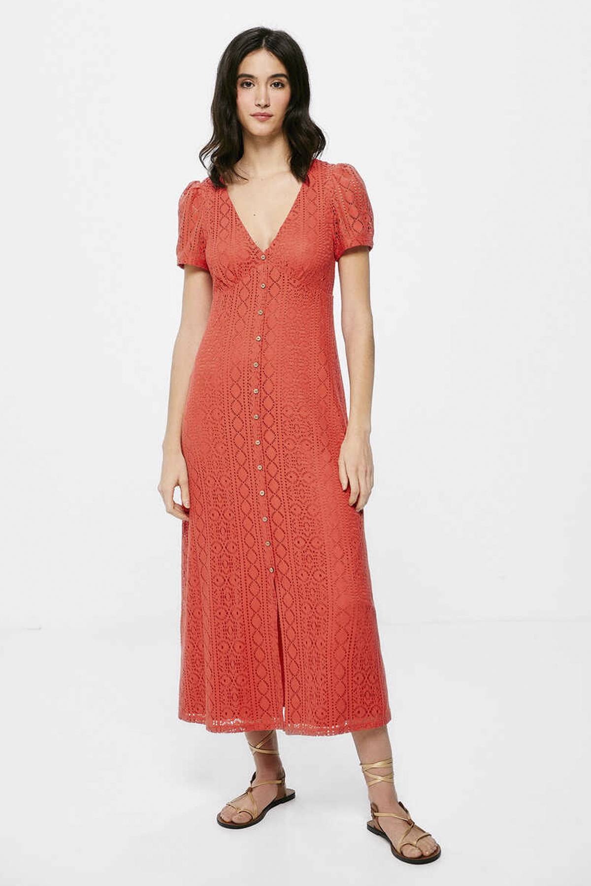 Edith Contrast Midi Dress in Natural - FINAL SALE