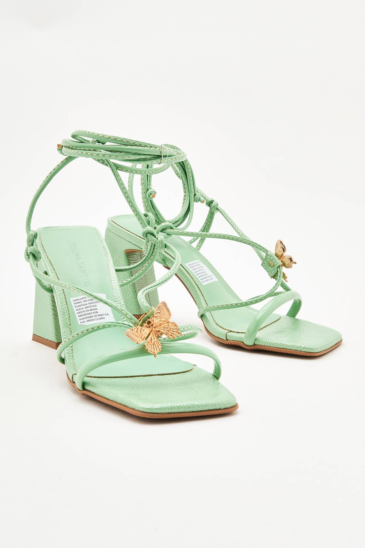 15 Años Tacones Color Menta Sandalias Verde Menta Con Tacón Y