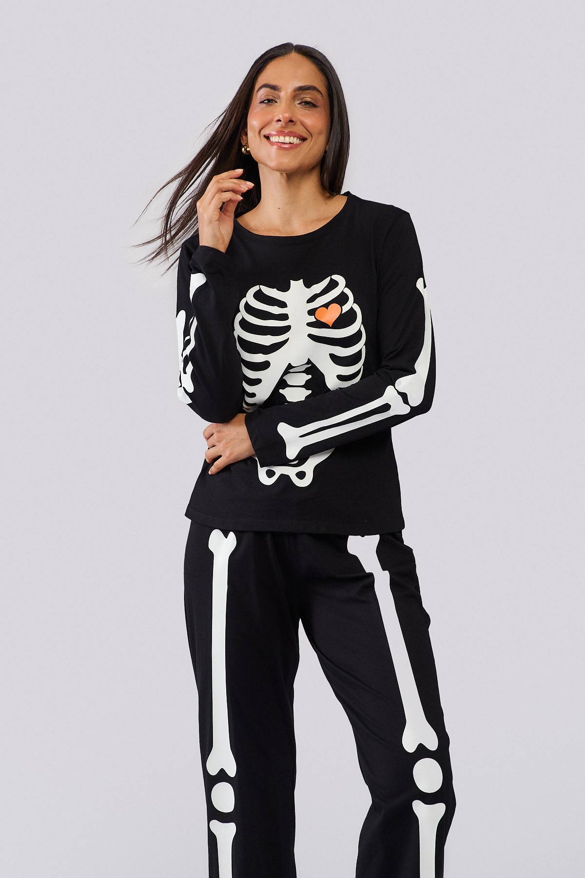 Pijama Halloween Niño De Esqueleto Que Brilla En La Oscuridad - Conjunto 2 Piezas, Algodón, Tallas 2-10 Años