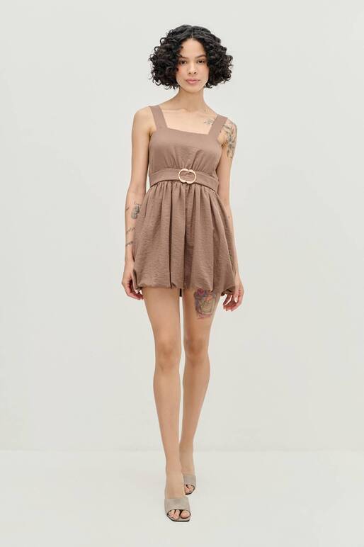 Vestido de Tiras con Falda Globo New Line Moda Deprati Tienda Online