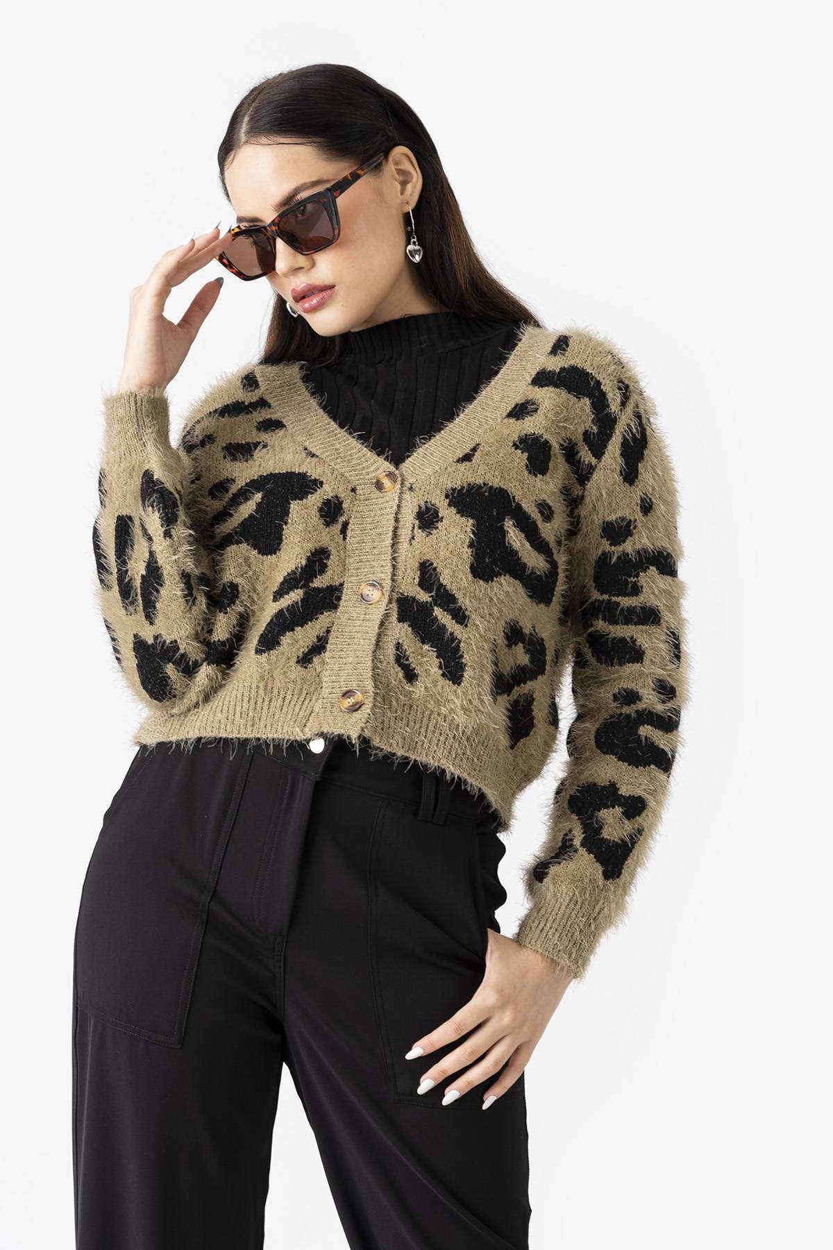 Express leopard outlet print cardigan