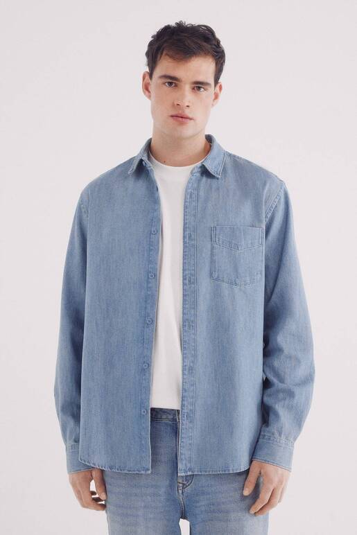 Camisa Denim Regular Manga Larga Springfield