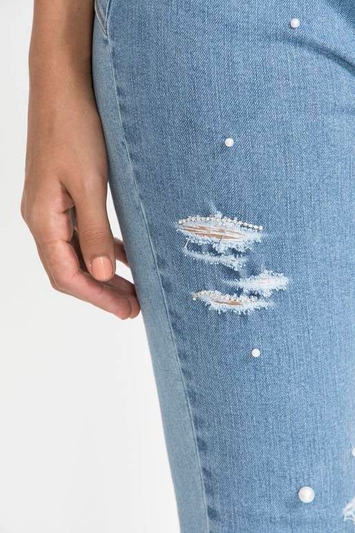 Brillos Pantalon Jean Con Perlas Ropa Jeans Jeans Con Perlas Mujer
