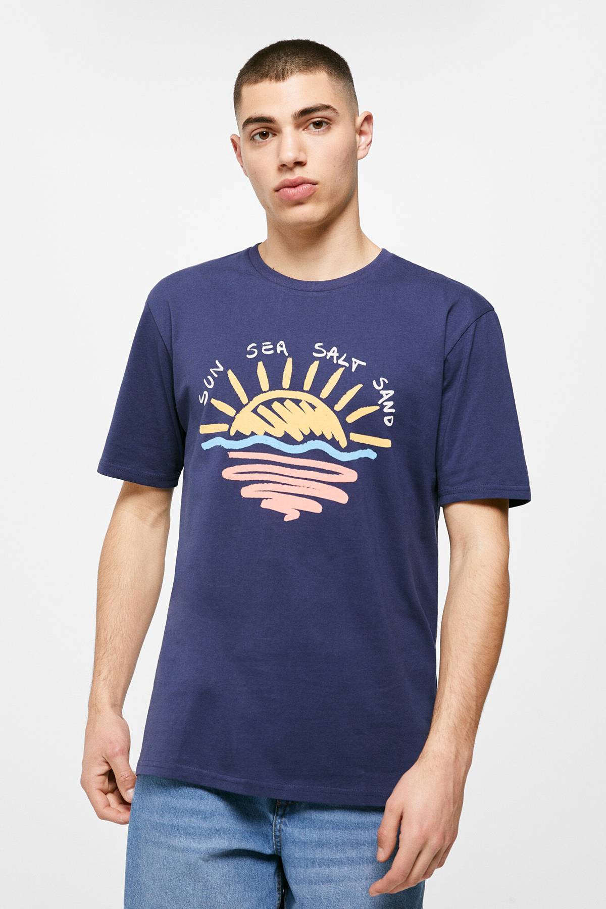 Springfield Herren T-Shirt Mit Print – Kurzärmliges Basic Mit Grafik, Für Urbanen Style