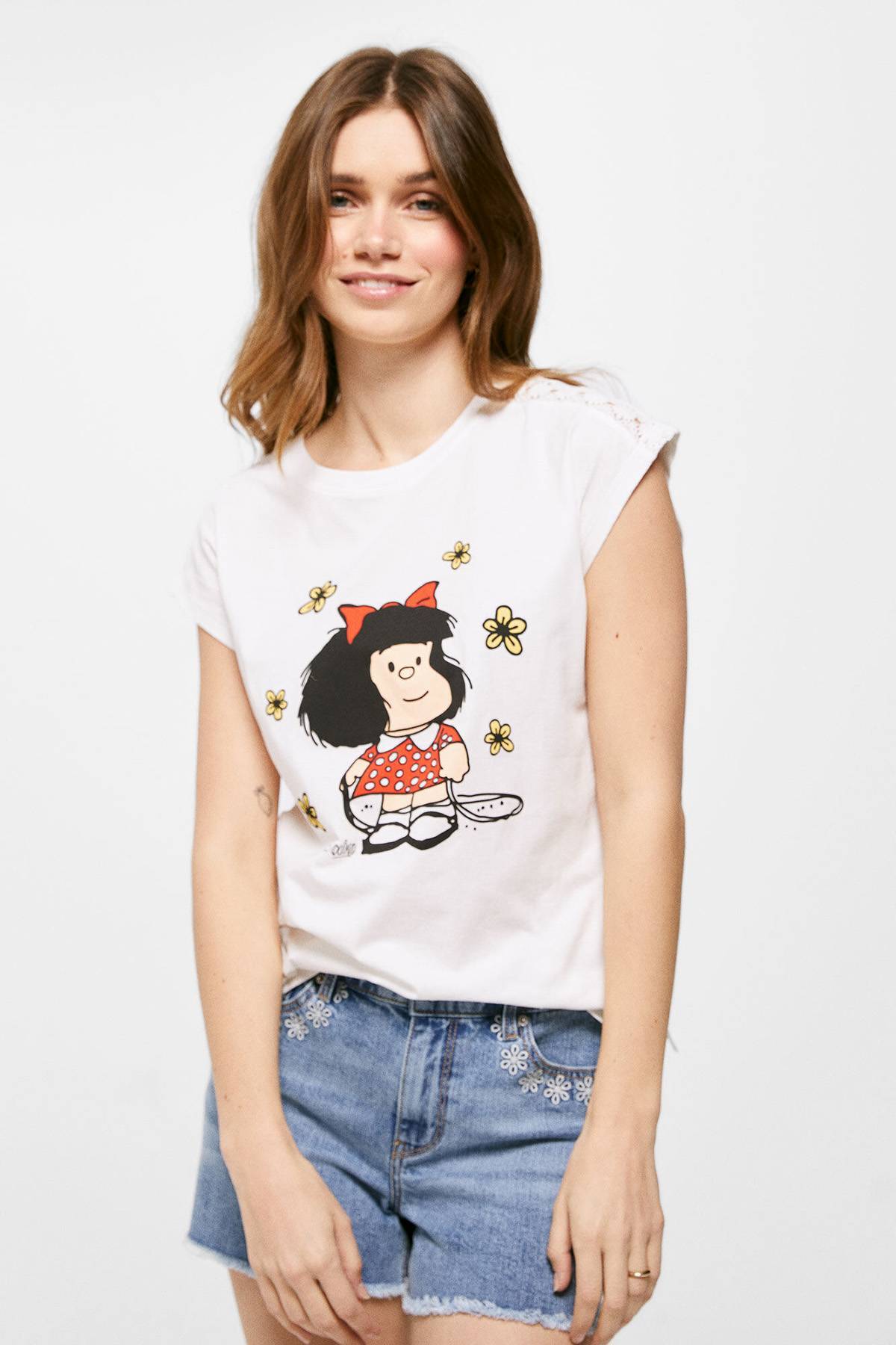 Springfield Damen T-Shirt „Sorry“ – Lässiges Unterhemd Mit Kurzen Ärmeln, Aus Weichem Baumwoll-Mix