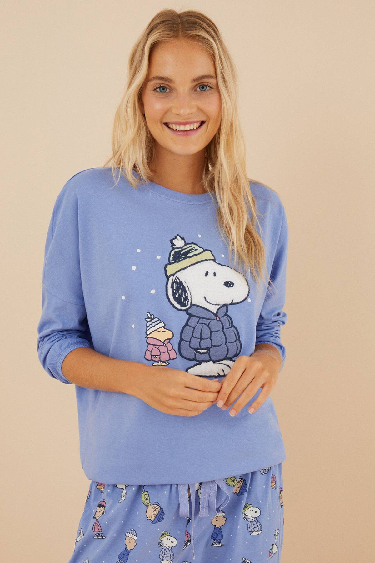 Women'secret Pigiama Lungo Happy Snoopy – Multilicenza, Colore Giallo, Taglia XS – Morbido E Confortevole - 3
