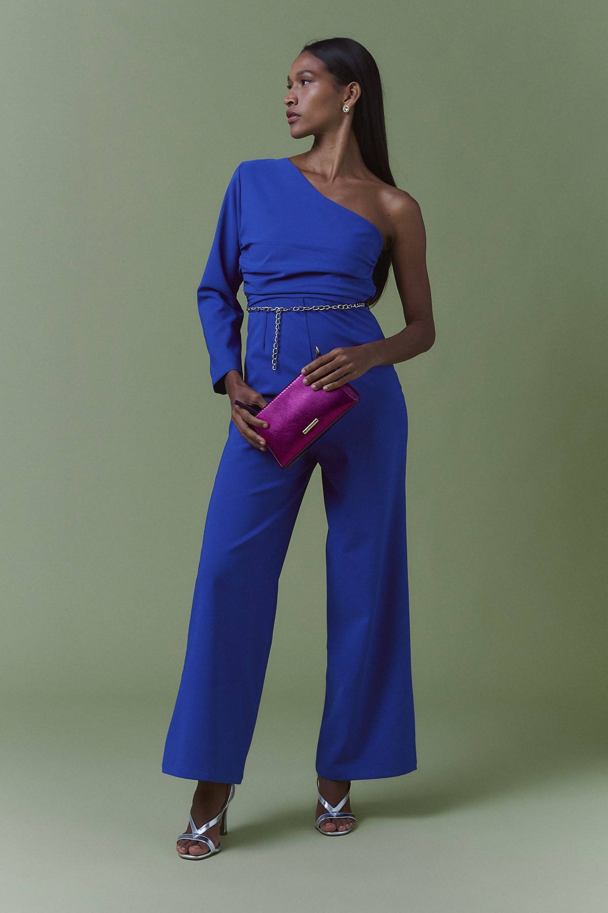 Ropa Enterizos Azul Rey Enterizo Asimétrico Isabella Deprati