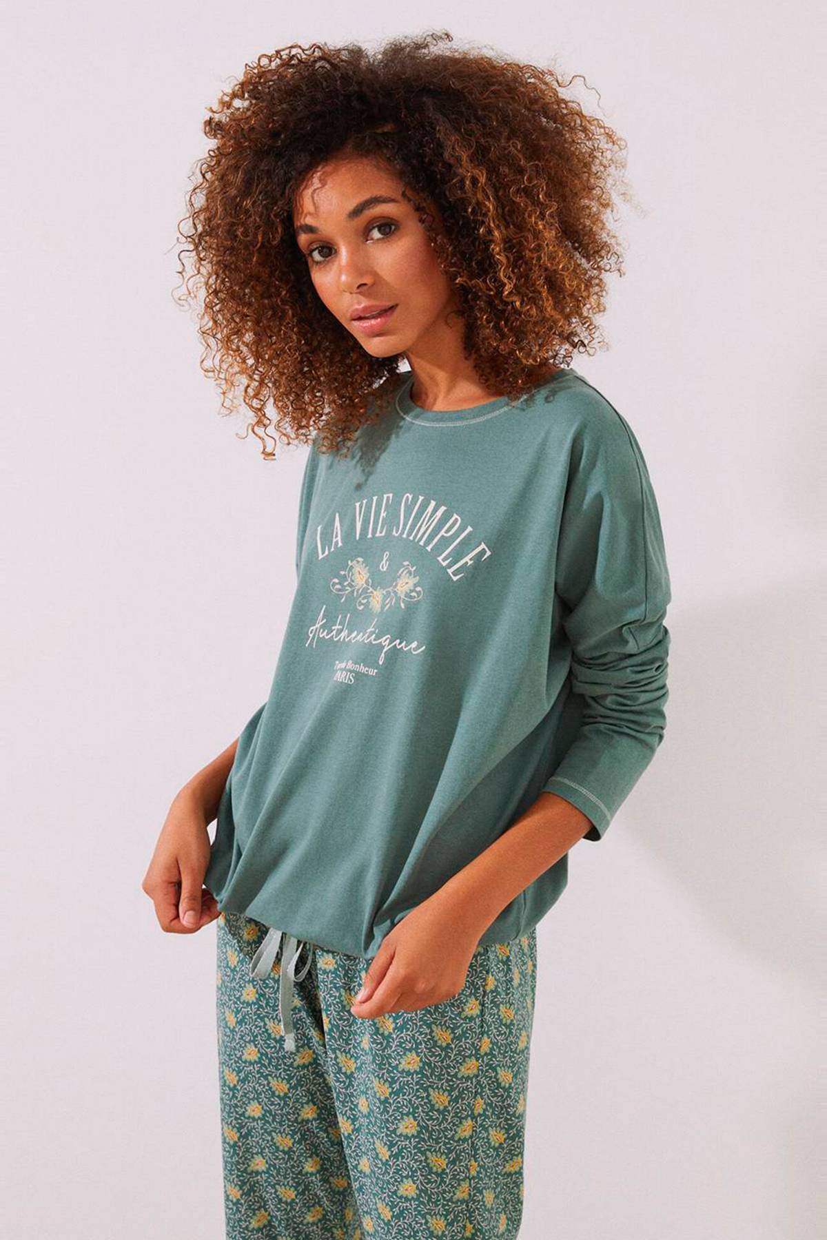 Pijama Primark Top Cami Cropped Acanalado Color Verde Oliva