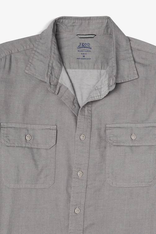 Chemise Homme IZOD à Carreaux Orange - Taille L, Manches Longues En Coton