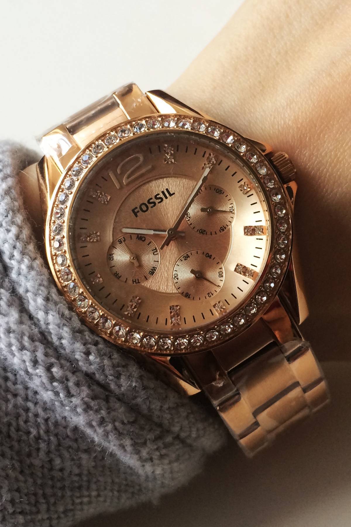 Pulsera Reloj Fossil Mujer Oro Rosa Carlie Reloj Fossil Cafe Dama