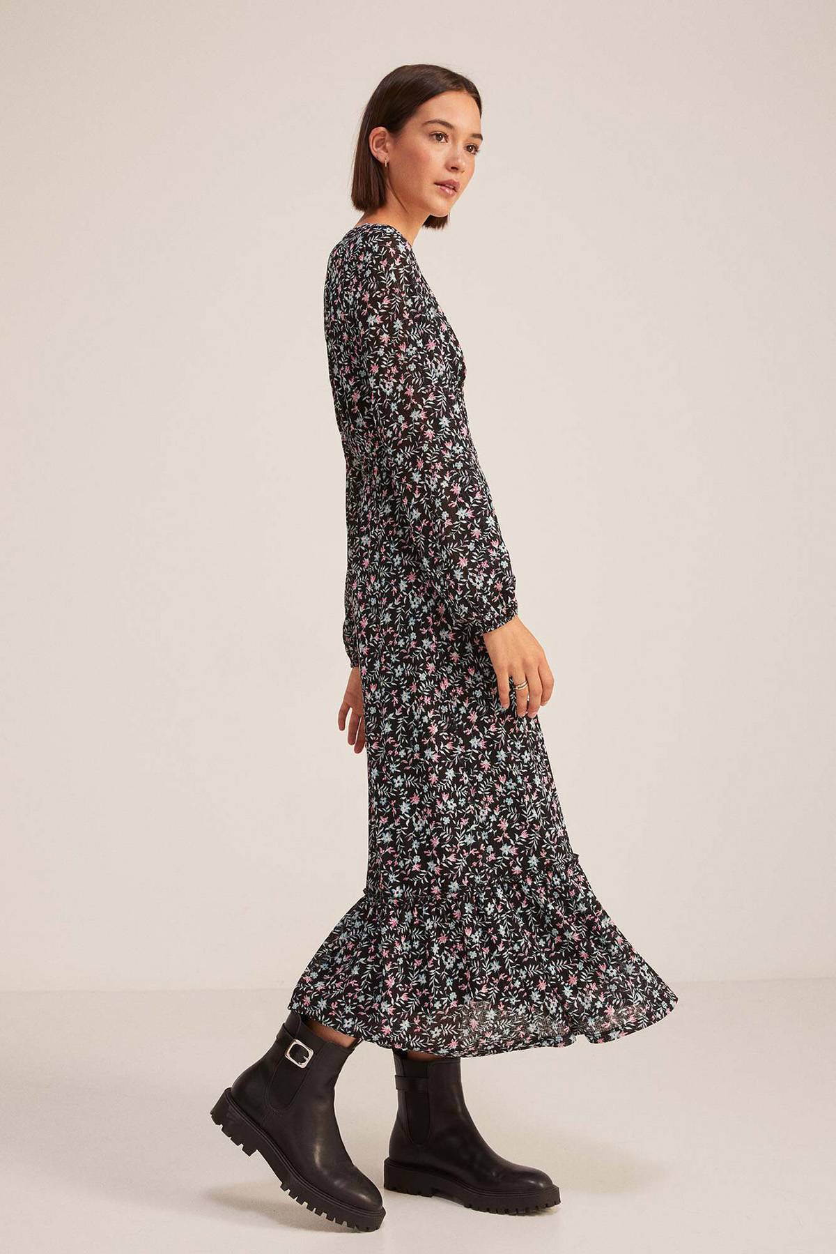 Springfield Abito Midi Donna Con Stampa, Spalline Larghe E Bordo In Lurex - Vestito Elegante E Versatile