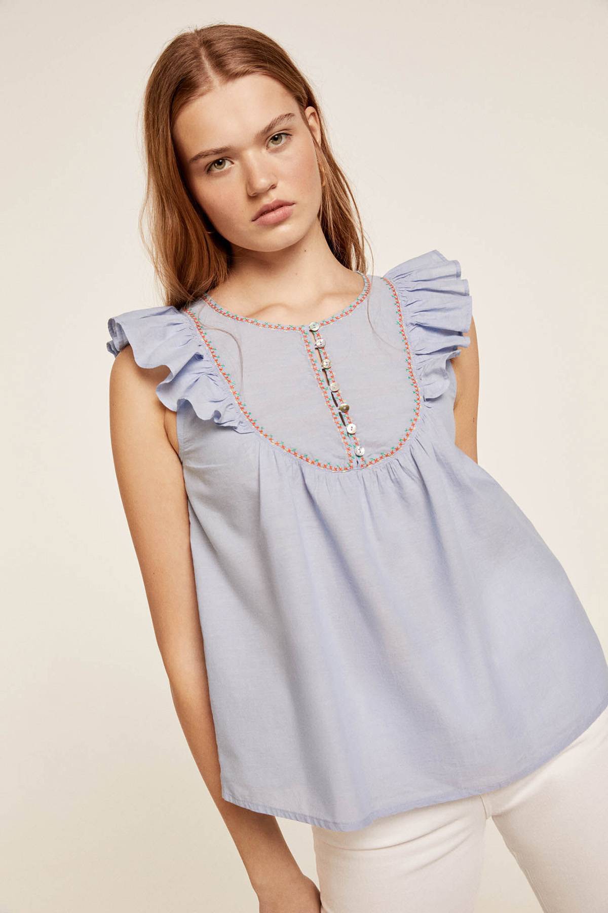 Blusa Chambray con Vuelillo Springfield De Prati Tienda Online