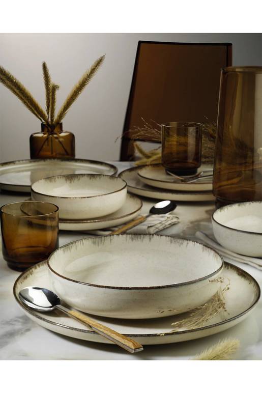 Set de Vajilla de Porcelana Kutahya Moderna Beige X24 Deprati